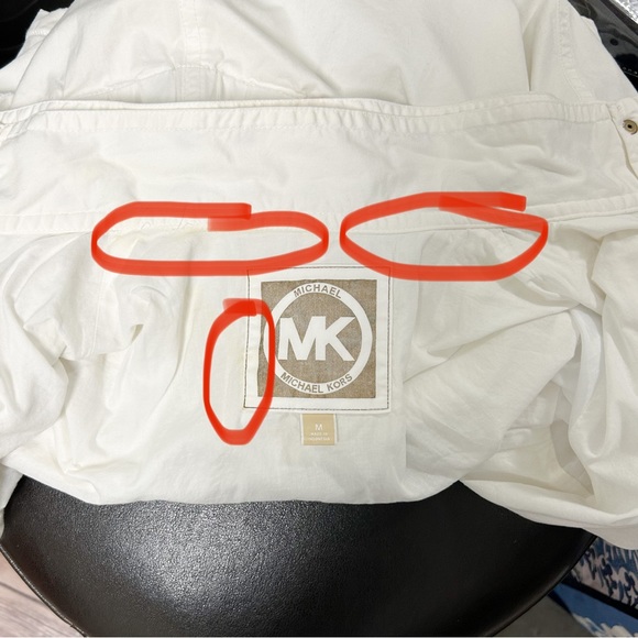 Michael Kors MK White Gold Tone Studded Zip Up Elastic Waistband Jacket Medium - Picture 11 of 12